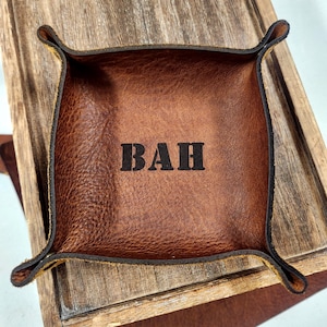 Personalized Valet Tray: Bison Hide Desk Caddy, Men's Gift