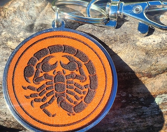 Scorpio Zodiac Sign leather keychain - Scorpio gift- Astrology key ring - custom zodiac gift - leather key ring - gift for him or her