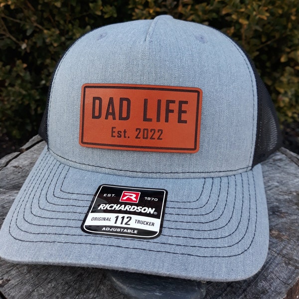 DAD LIFE HAT- Dad life with year hats - Richardson hats - best dad hat - father's day gift - engraved leather patch hat -