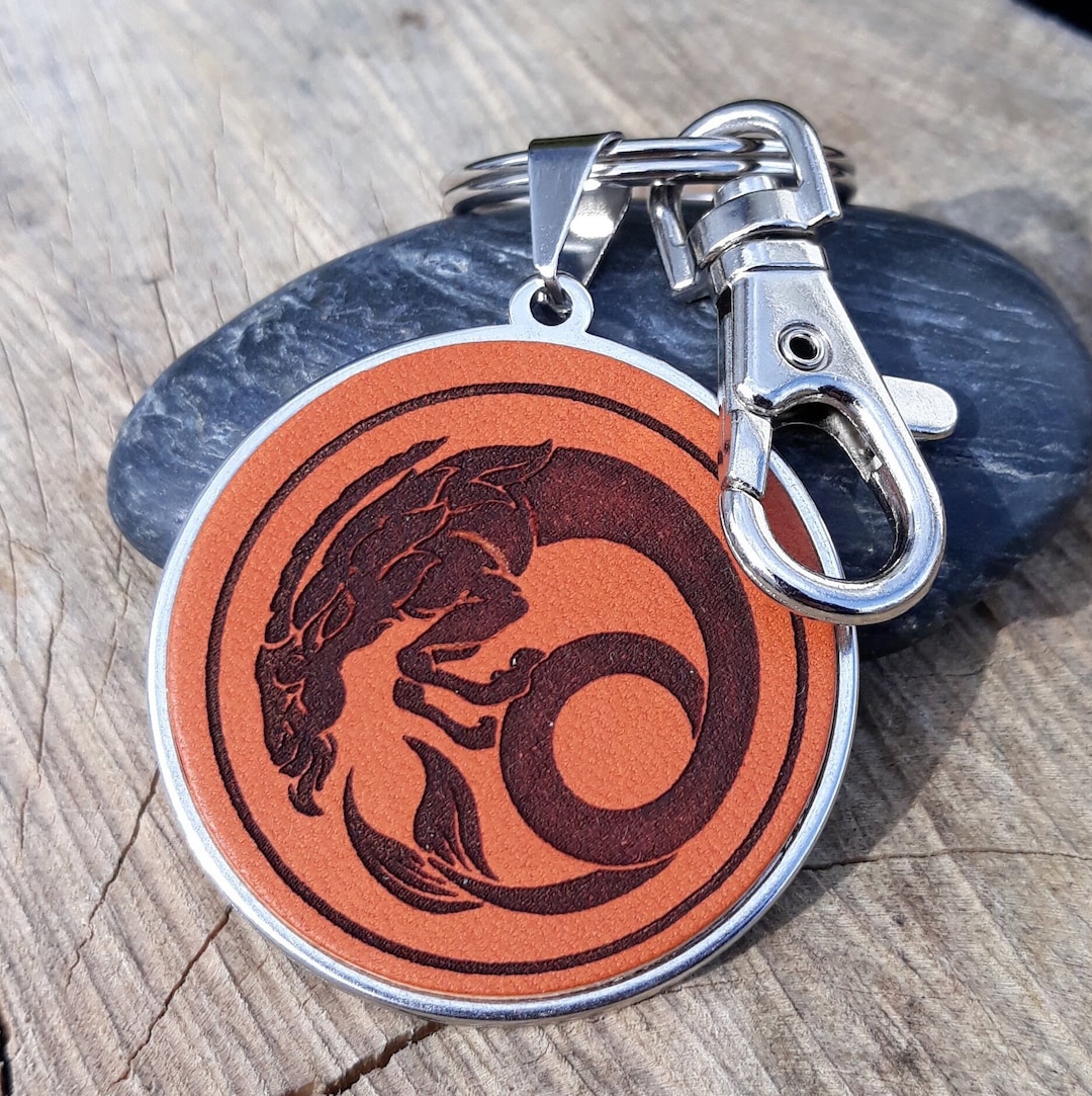 Capricorn Key Ring Zodiac Sign Leather Keychain Astrology Key Ring
