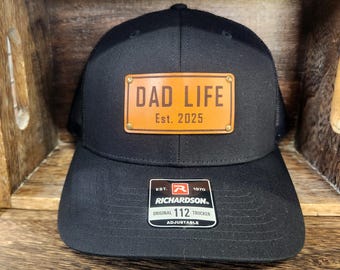 Cappello Dad Life: toppa in pelle incisa, regalo per neo-papà