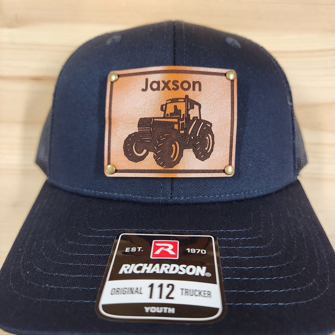 Tractor Hats for Kids With Name Farm Tractor Leather Patch Hat Kids