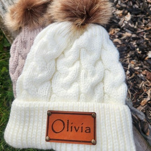 Girls name knit beanie hats - personalized kids hats - winter hat for girls - pom pom beanie - cable knit beanie - pom pom hat for age 2 - 8