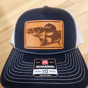 Bass Fishing Hat: Leather Patch Angler Trucker Hat