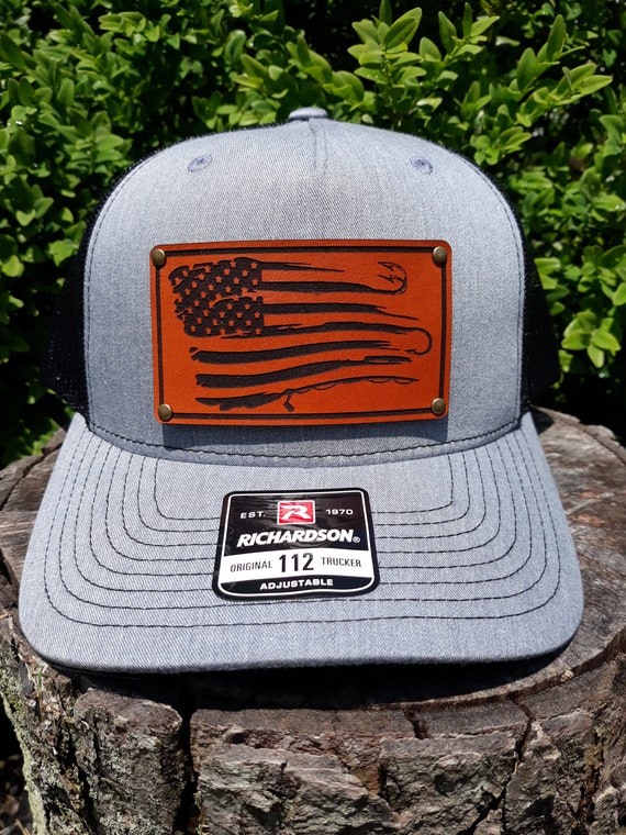American Flag Fishing Hats, Fishing Trucker Hats, Angler Hats, American  Flag Leather Patch Hat -  Canada