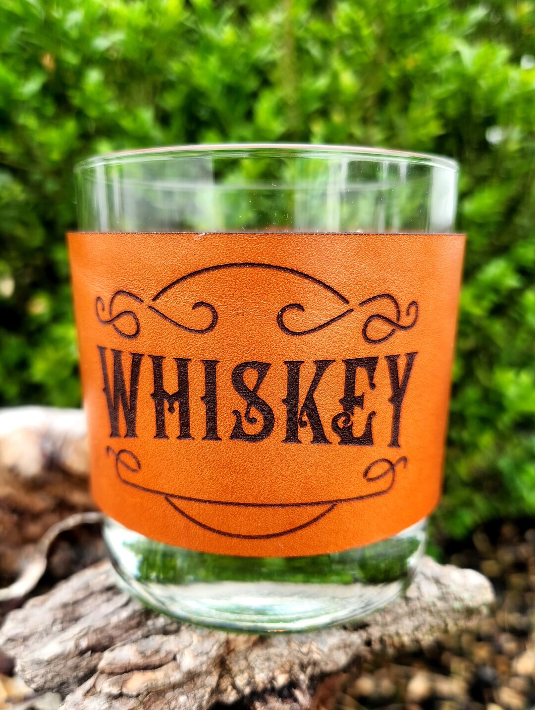 Leather Wrapped Whiskey Glass Custom Barware Engraved Leather Wrapped ...