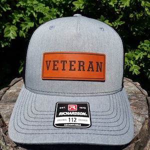 Chapeau vétéran - chapeau vétéran de l'armée - chapeau militaire - chapeau patch en cuir vétéran Richardson de l'USAF - cadeau pour lui - cadeau pour elle - cadeau pour vétéran de la marine