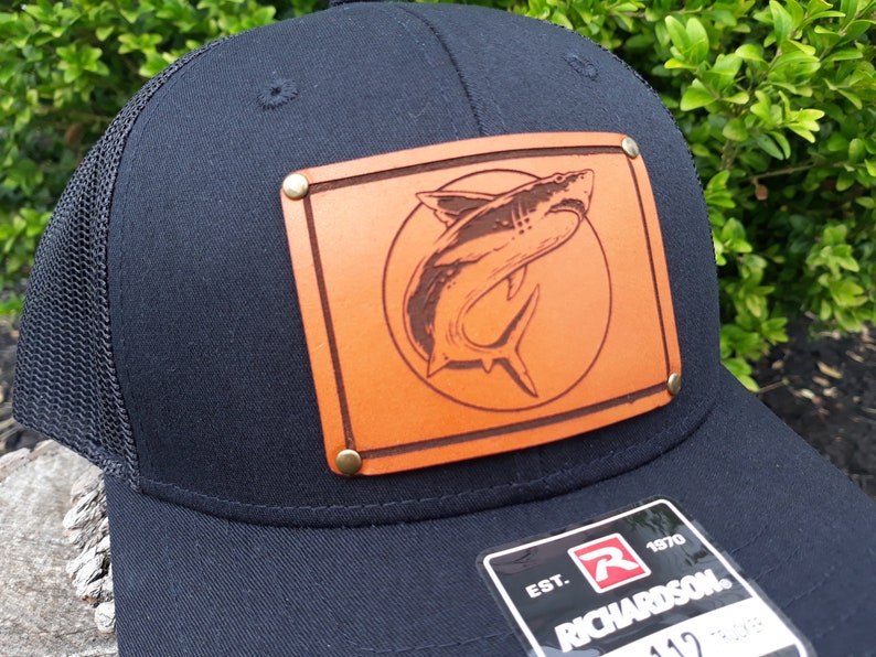 KIDS SHARK HAT Great White Shark Leather Patch Hat Shark - Etsy