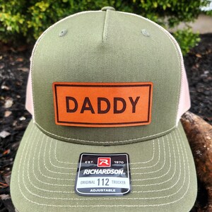 DADDY HAT - Dad hat gift - Richardson hats - best dad hat - Father's Day gift - Dad engraved leather patch hat - Dad gift- New Daddy hat
