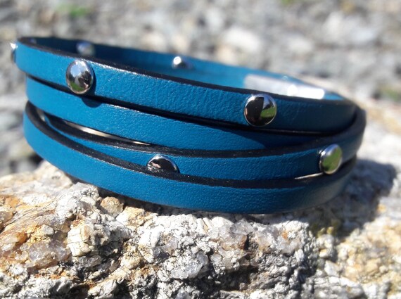 ブレスレット Blue Hinged Wrap Bracelet Vintage Hinged Wrap Bangle Bracelet W/Blue & Clear Stones | eBay