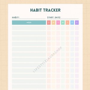 Habit Tracker Printable Worksheet- Weekly, Habit Tracker Template, Routine Tracker, Instant Download