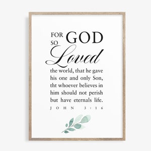 Pour Dieu a tant aimé l'impression des Écritures mondiales, John 3:16 Bible Verse Art, Art mural imprimable, Cadeaux chrétiens, téléchargement numérique