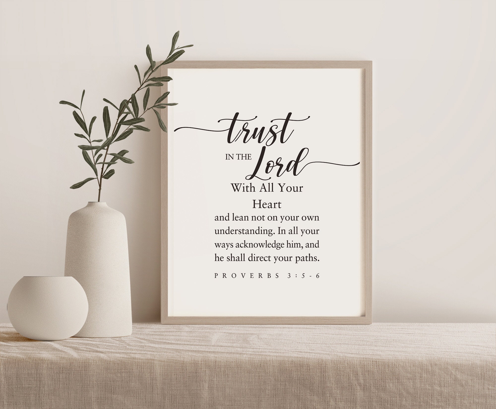 Proverbs3:5-6 Bible Verse Wall Art, Trust in the Lord, Scripture Wall ...
