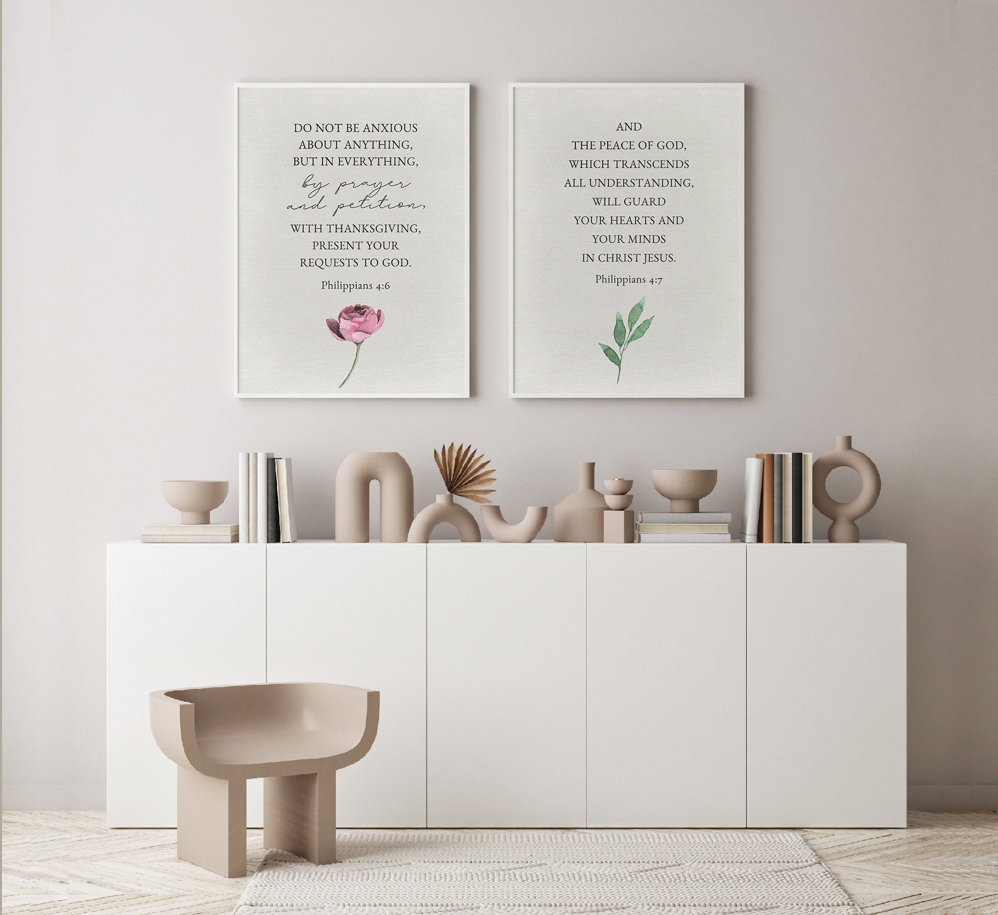 Do Not Be Anxious About Anything Bible Verse Printable Wall Art, Set of ...