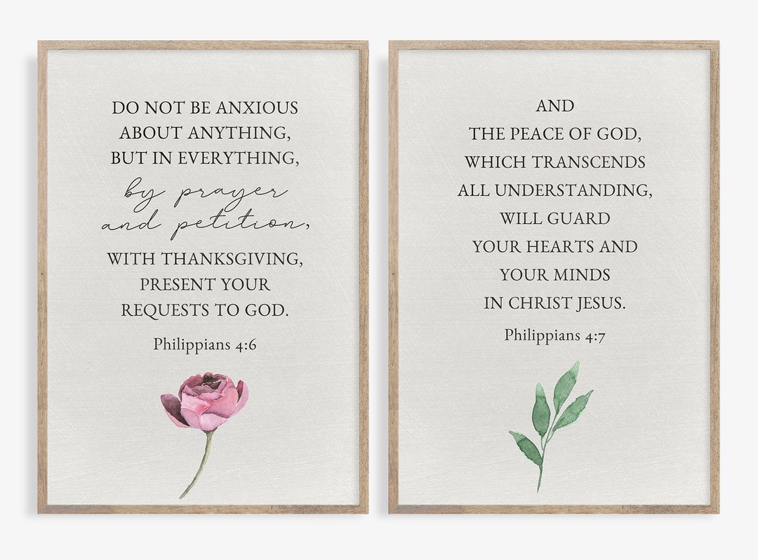 Do Not Be Anxious About Anything Bible Verse Printable Wall Art, Set of ...