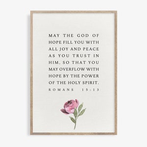 Bible Verse Printable, Romans 15:13, Scripture Wall Art, Modern Scripture Printable Art, Christian Gift, Baptism Gift, 8x10, 11x14, 16x20