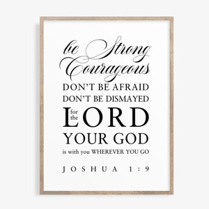 scripture wall decor, Be strong and courageous print living room decor, bible verse wall art, Joshua 1:9, bible verse wall art