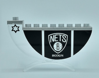 Brooklyn Nets Basketball Menorah - Sports Menorahs - Candle Holder Menorah