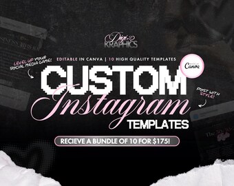 10 Custom Instagram Templates Service for Business, Templates, Beauty, Social Media Branding, Posts, Marketing, Editable in Canva, DFY