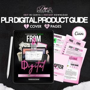 PLR How To Guide Digital Product Business, Digital Product Guide, DFY Ebook, PLR Ebook, Canva, Editable Ebook, Worksheets, Done For You Book