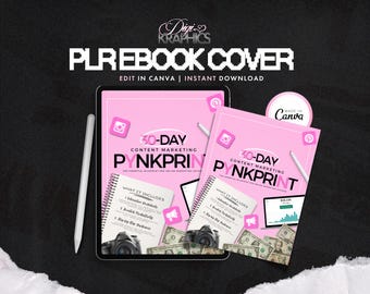 30 day Content Marketing Pynkprint - PLR Ebook Cover Template - Dfy Ebook Template, Ebook Design, Digital Product, Editable on Canva