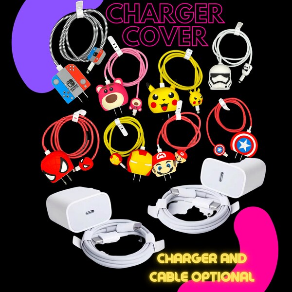 3D Design Cute Cable And Charger Protector Case Cover Silicone Soft Charger And Charging Cable Protector Sets for iPhone  And Android