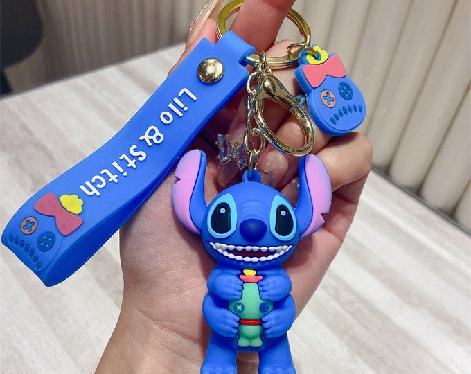 Stitch and Angel Keychain Etsy