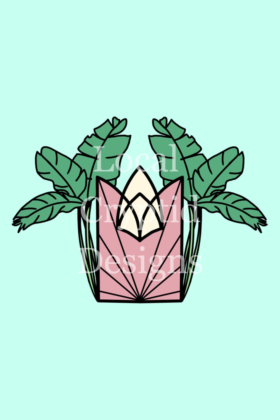 Tropical Art Deco Pastel Banana Leaf Beach House Digital Art Download