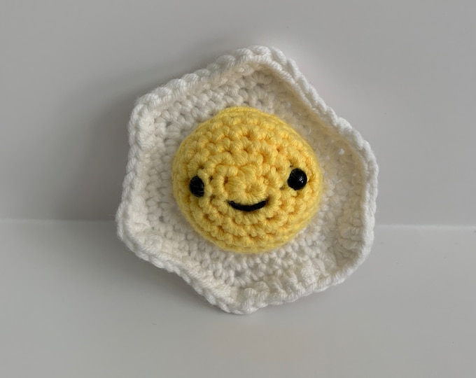 Ellie the Fried Egg | Crochet/Amigurumi Egg | Food Plushie, Toy | Funny, Cute Gift