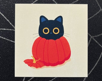 Bunch of Pumpkin Cats Art Print | Cute Art Prints | Cat Illustration ...
