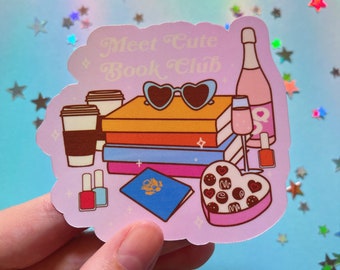 Meet Cute Book Club Waterproof Laminated Glossy Vinyl Sticker