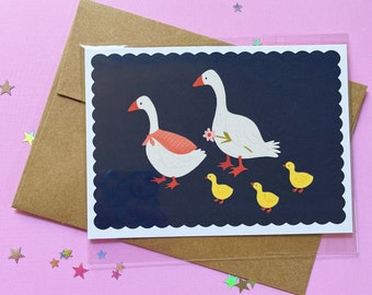 Goose Family New Baby Baby Shower Mother's Day Greeting Card