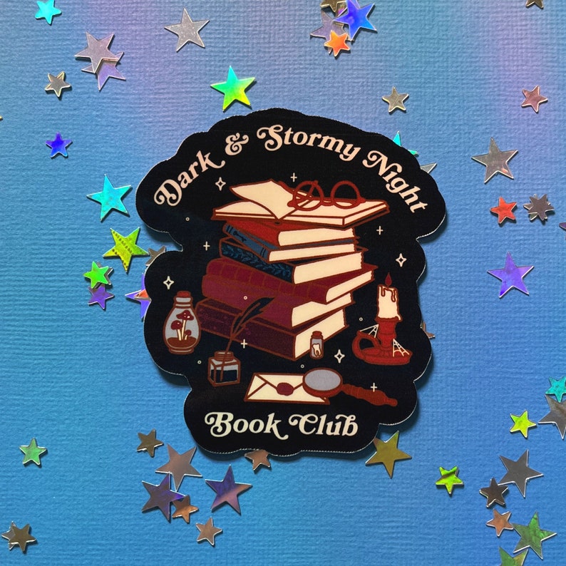 Dark & Stormy Night Book Club Waterproof Laminated Glossy Vinyl Sticker image 1