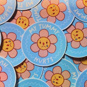 My Tummy Hurts Waterproof Laminated Glossy Vinyl Sticker