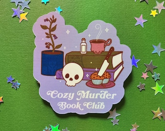 Cozy Murder Book Club Waterproof Laminated Glossy Vinyl Sticker