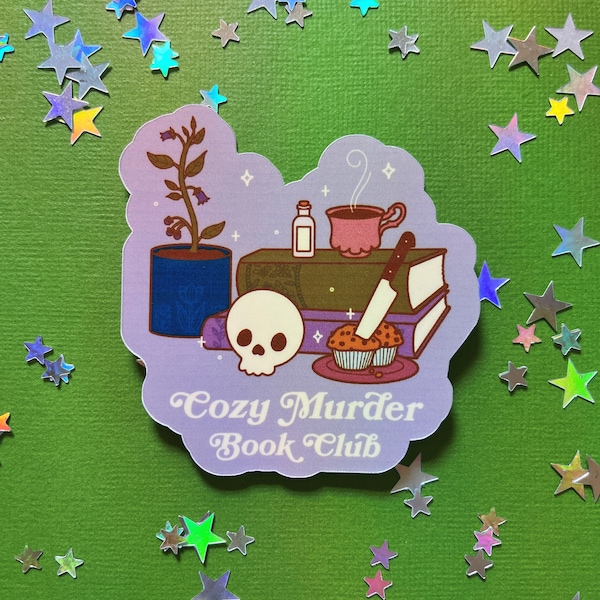 Cozy Murder Book Club Waterproof Laminated Glossy Vinyl Sticker