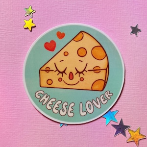 Cheese Lover Waterproof Laminated Glossy Vinyl Sticker