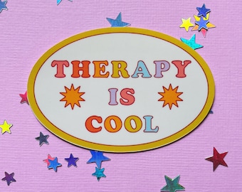 Therapy is Cool Waterproof Laminated Glossy Vinyl Sticker