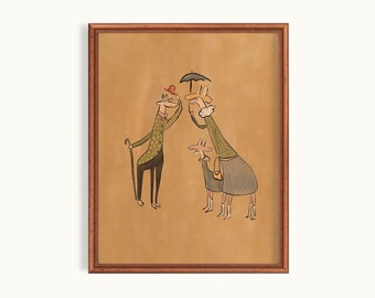 Ilustração inspirada em Bemelmans Impressão de arte DIGITAL | Ludwig Bemelmans Mural Girafa Impressão de arte IMPRIMÍVEL R1-2