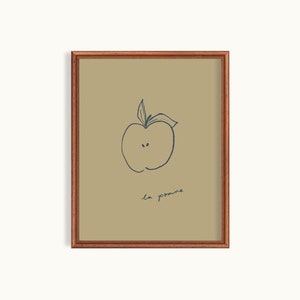Apple La Pomme Sketch Art Print | Apple Kitchen Dining Room Art Print S5-6