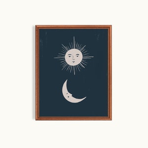 Sun and Moon Celestial DIGITAL Art Print | Cosmic Moon Illustration DIGITAL Art Print R1-6