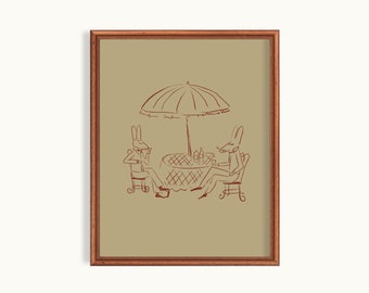 Bemelmans Inspired Sketch Art Print | Ludwig Bemelmans Rabbit Art Print S6-4