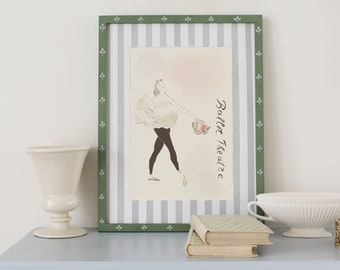 Ballet Theatre Vintage-Inspired PRINTABLE Art Print | Impressão de arte digital de bailarina A1-2