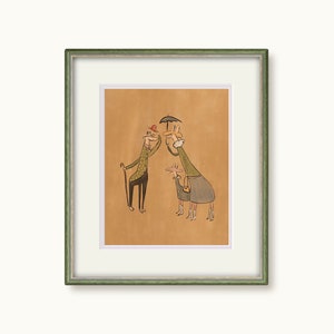 Bemelmans Inspired Illustration Art Print | Ludwig Bemelmans Mural Giraffe Art Print R1-2
