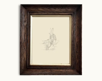 Beatrix Potter Inspired Bunny Rabbit Illustration | Children's Nursery Vintage Inspired Peter Rabbit Sketch R2-1