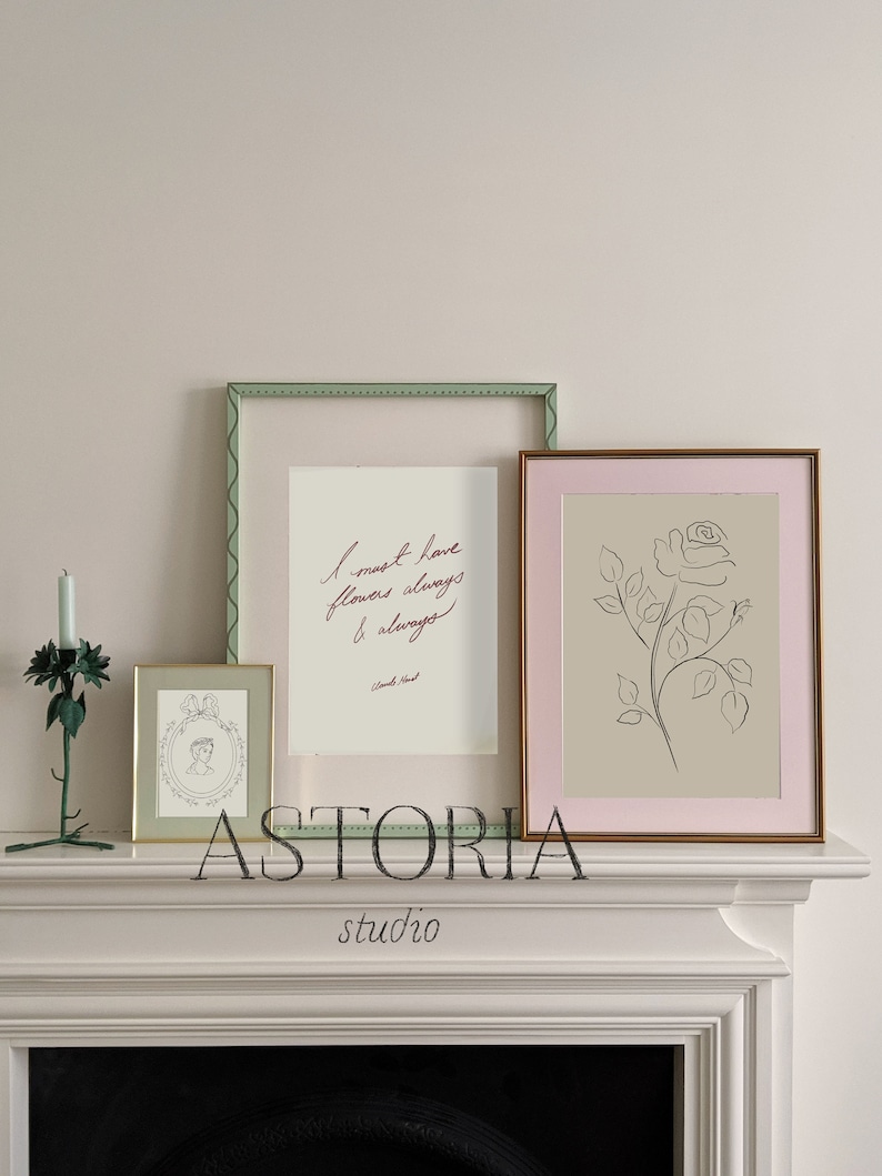 Leftmost Roses Portrait Sketch | Vintage Cameo Art Print | Line Drawing Face S1-6 - Etsy