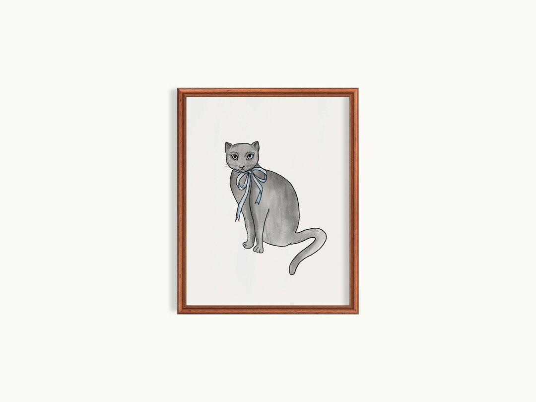 Vintage Cat Art Print Printable Cat Art Print Gallery Wall Art S21 Etsy