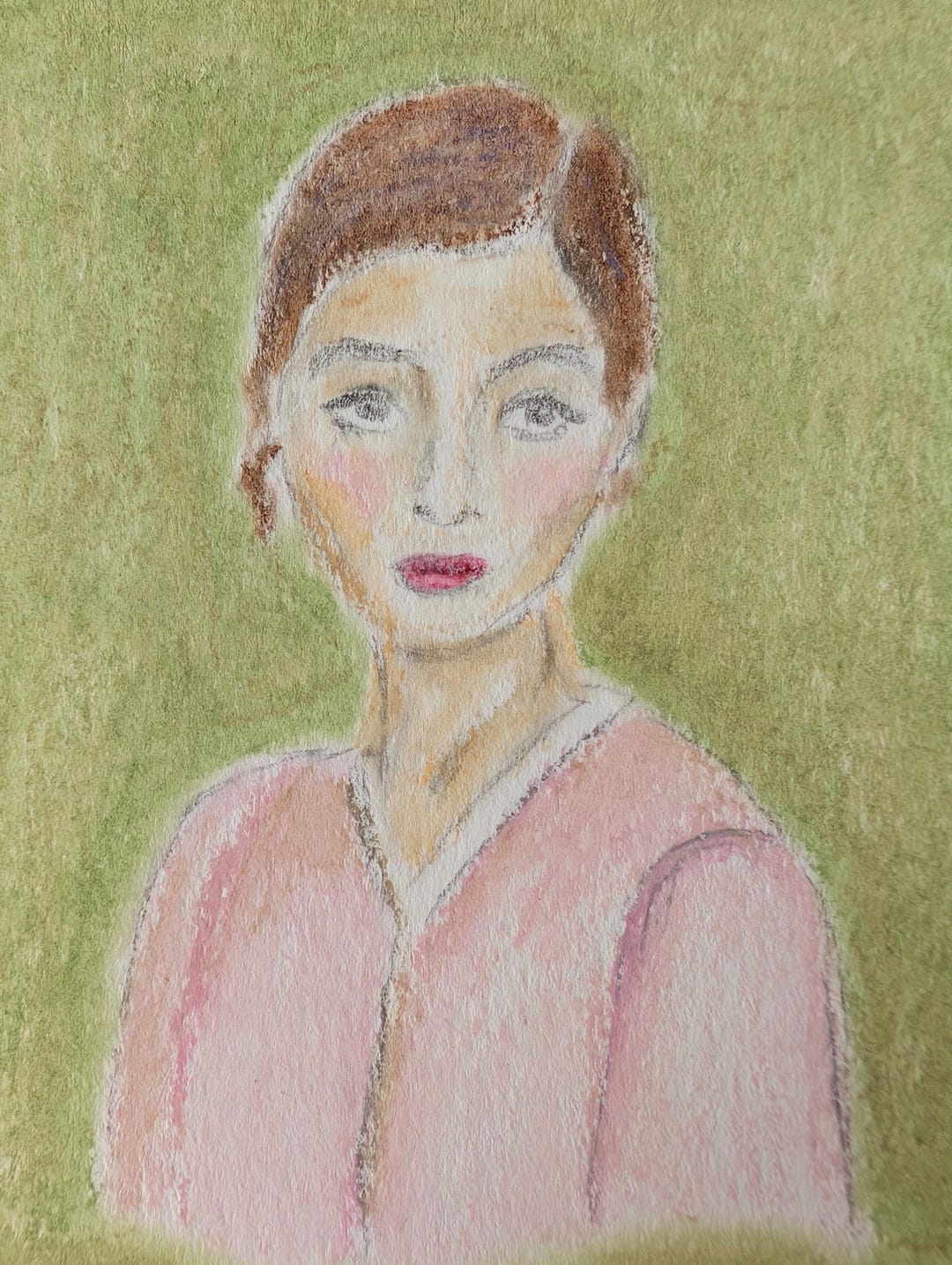 Original Art Portrait of a Lady Oil Pastel on Paper - Etsy