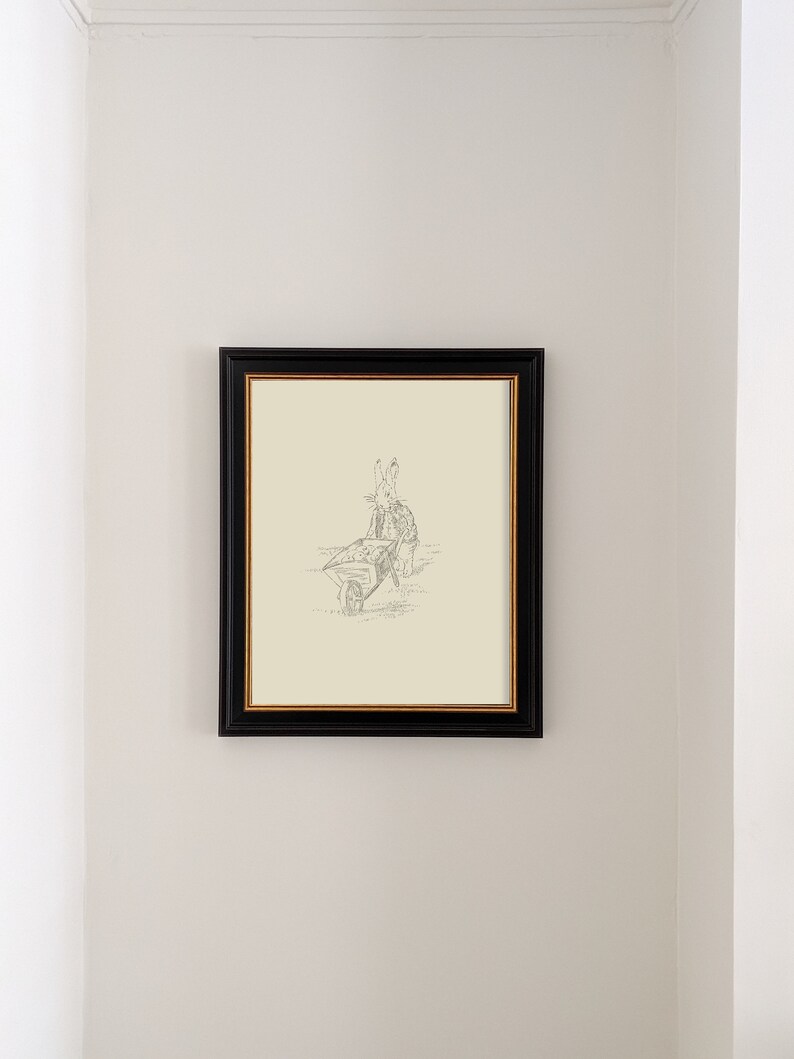 Beatrix Potter Inspired Bunny Rabbit Illustration DIGITAL | Children's Nursery Vintage Inspired Peter Rabbit Sketch PRINTABLE R2-1 image 3