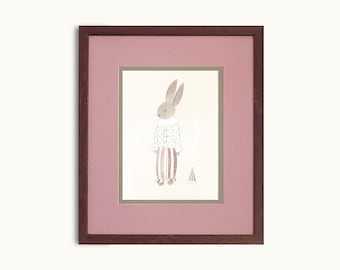 Vintage Inspired Children's Rabbit Bunny Art Print | DIGITAL Baby Nursery Room Gallery Wall Bunny PRINTABLE Art S8-1